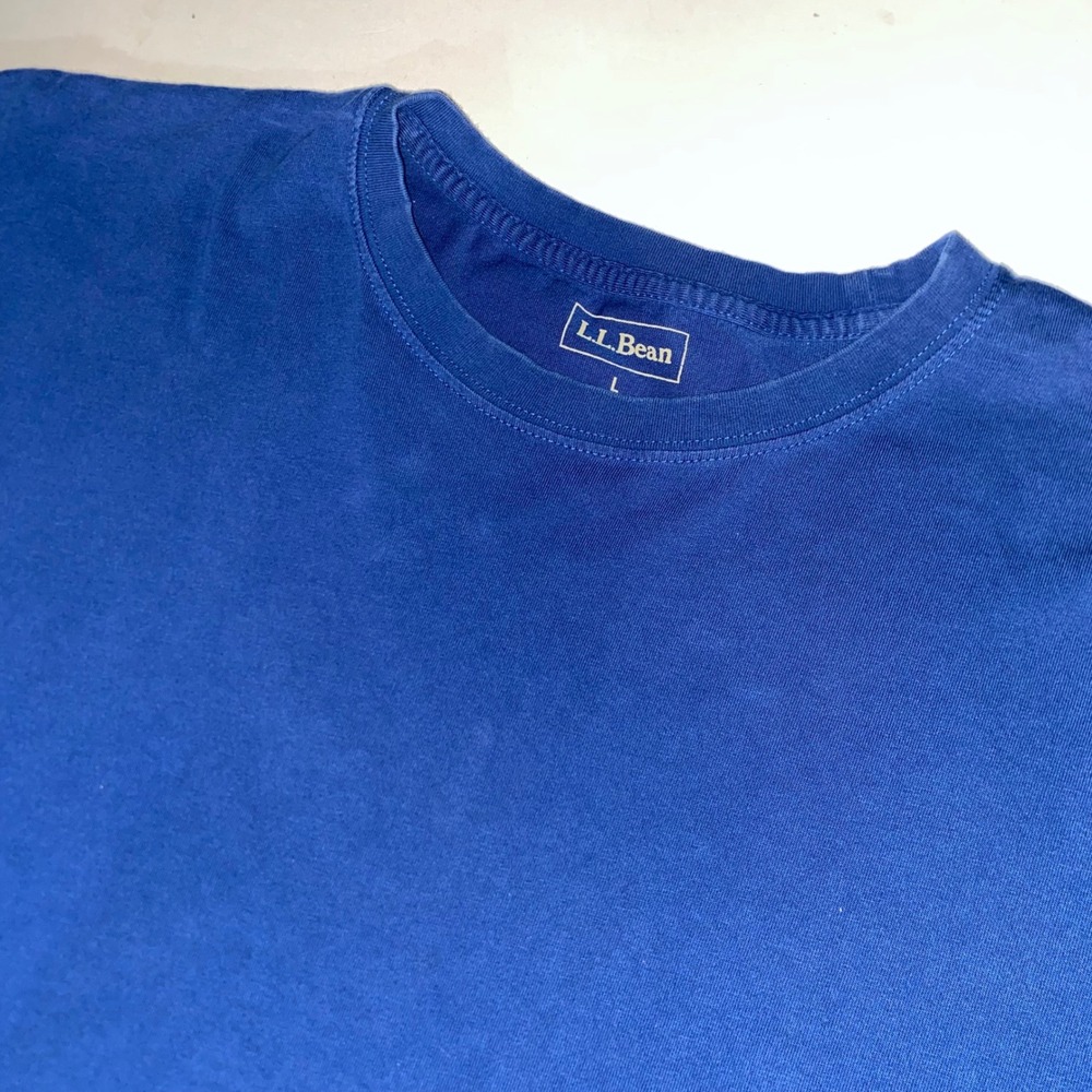 LL Bean Mens Large Blue 100% Cotton Short Sleeve Crewneck T-Shirt OASM4
